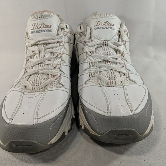 Skechers D'Lites 11 US Women Leather Sneakers Shoes White Pink Silver 11587 WGOR - Picture 4 of 15